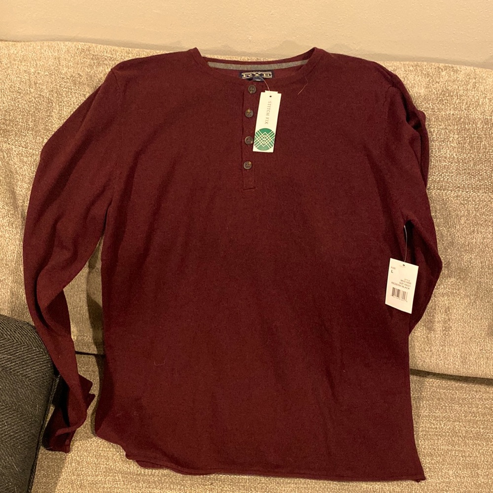 Long sleeve mens Henley sweater